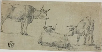Aelbert Cuyp, Three Sketches of Cows