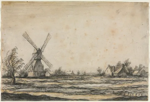 Aelbert Cuyp, Landscape with a Windmill near a Farmstead