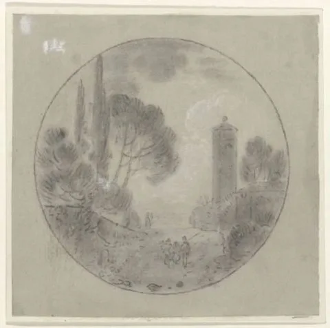 Richard Wilson, Italiaans landschap met enige figuren op een weg