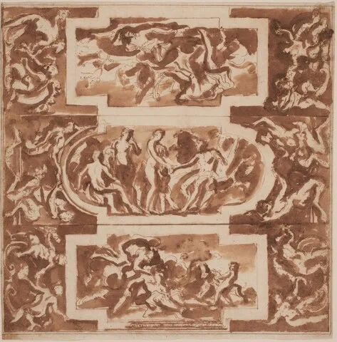 Nicolas Poussin, Modello for a Ceiling: Diana and the Dead Endymion, the Judgment of Paris, and the Death of Adonis