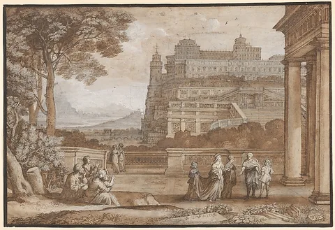 Claude Lorrain, Queen Esther Approaching the Palace of Ahasuerus