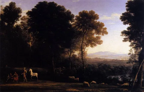 Claude Lorrain, Landscape with Erminia in Discourse with the Old Man and his Sons
