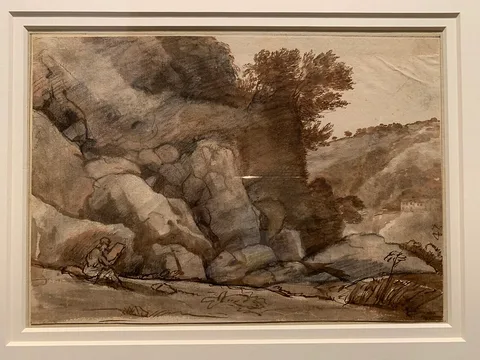 Claude Lorrain, Rocky Landscape with Seated Figure