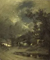 Jules Dupré, A Village by Night
