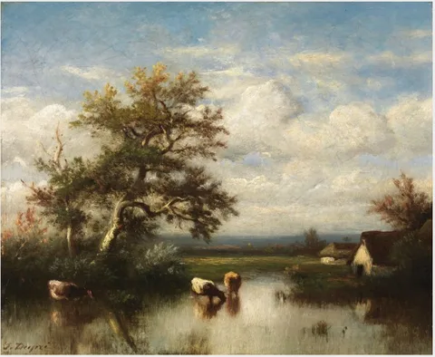 Jules Dupré, Cows in a Pond