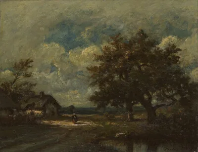 Jules Dupré, The Cottage by the Roadside, Stormy Sky
