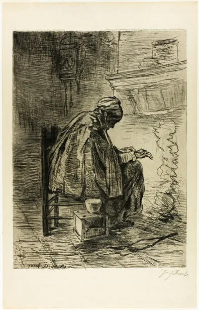 Jozef Israëls, Old Woman Warming her Hands