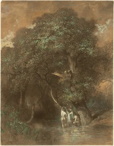 Constant Troyon, Bathers by a Giant Oak