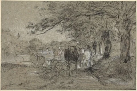 Constant Troyon, Cows and Sheep under Trees