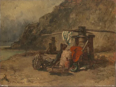 Constant Troyon, Strandgezicht met kaapstanders