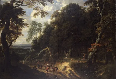 Jacques d'Arthois, The Sonian forest with figures
