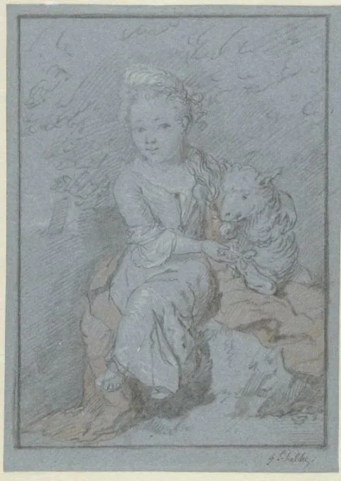 Godfried Schalcken, Zittend meisje met een schaap