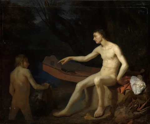 Godfried Schalcken, Two Men Bathing