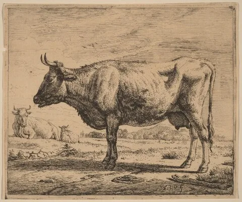 Adriaen van de Velde, Two Cows and a Sheep
