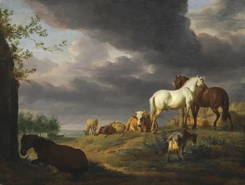 Adriaen van de Velde, Landscape with horses and other livestock