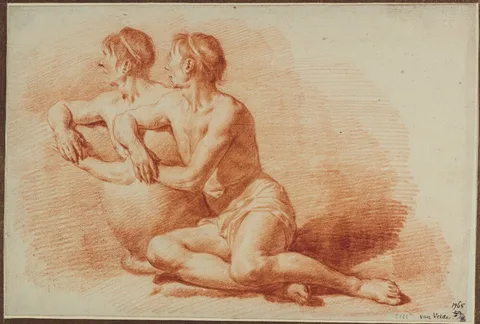 Adriaen van de Velde, Study of a Male Nude Seated on the Ground