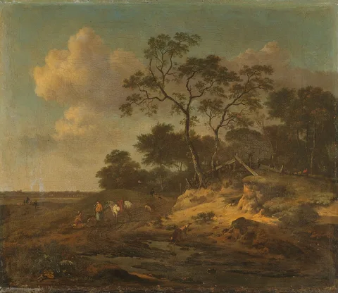 Jan Wijnants, Dune landscape with resting hunters