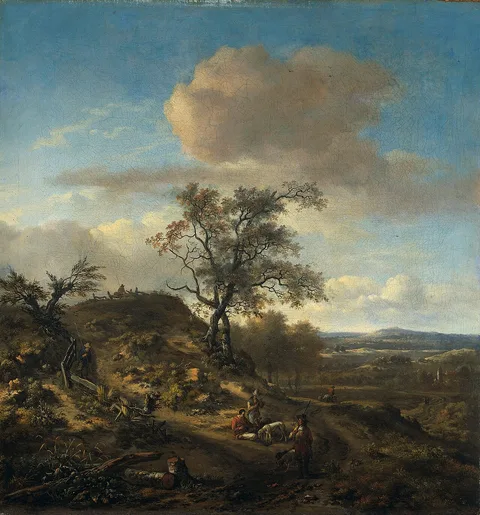 Jan Wijnants, Landscape with a hunter and other figures