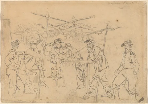 Winslow Homer, Sutler's Tent, 3rd Pennsylvania Cavalry [recto]