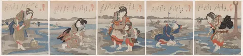 Kuniyoshi Utagawa, A Low Tide Pentaptych