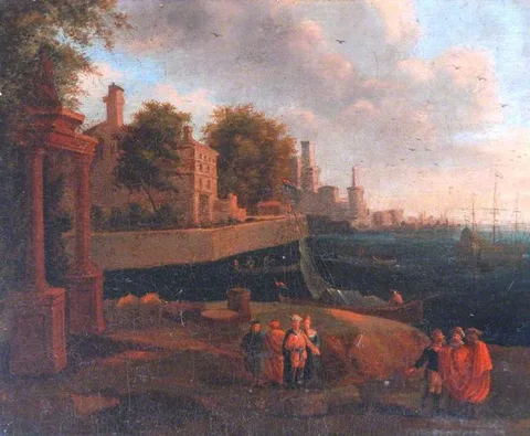 Jan Both, Seaport with Shipping