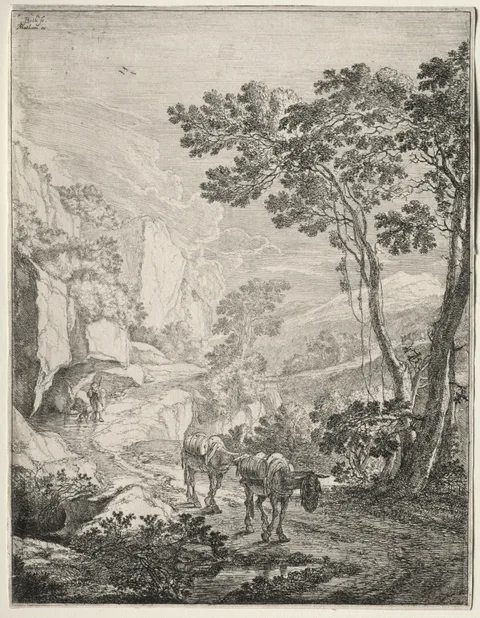 Jan Both, The Two Mules. Rocca Aquatico near Ancona