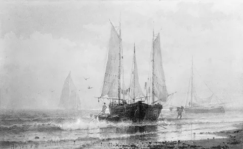Henry Pember Smith, Seascape—Fishing Boats by the Shore
