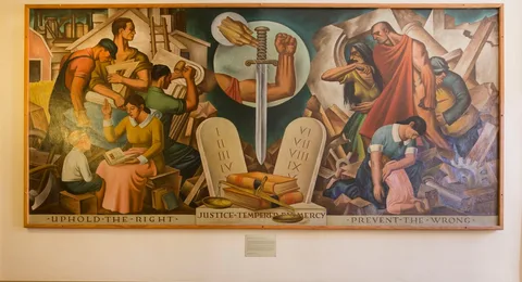 Emil Bisttram, Justice Tempered with Mercy (mural study, Roswell, New Mexico Courthouse)