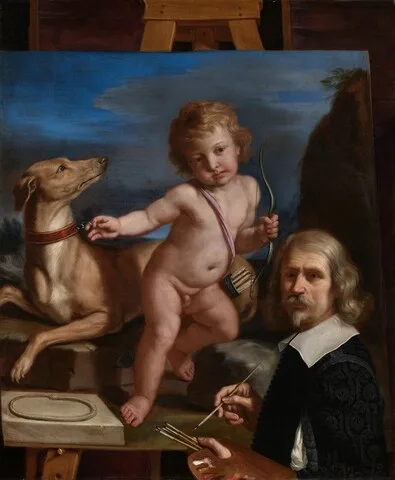 Guercino, Self-Portrait before a Painting of "Amor Fedele"