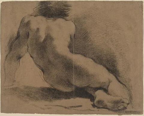 Guercino, Seated Nude Boy Seen from the Back