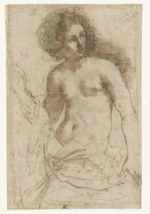 Guercino, Halfnaakte staande vrouw