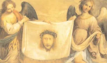 Guercino, Due angeli col sudario entro finta architettura