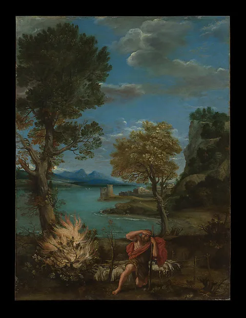 Domenichino, Landscape with Moses and the Burning Bush