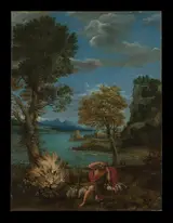 Domenichino, Landscape with Moses and the Burning Bush