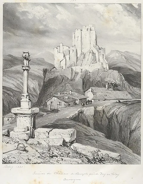 Eugène Isabey, The Bouzols Castle Ruins Near Puy en Delay