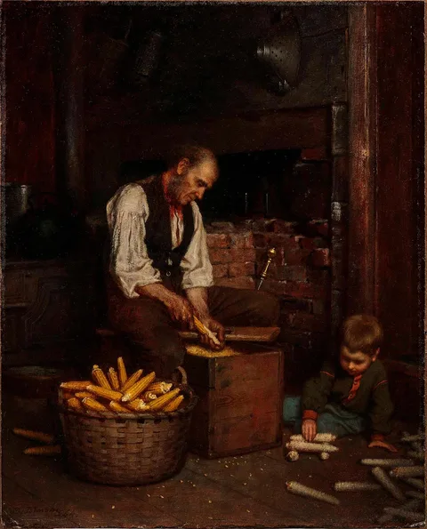Eastman Johnson, Corn-Shelling