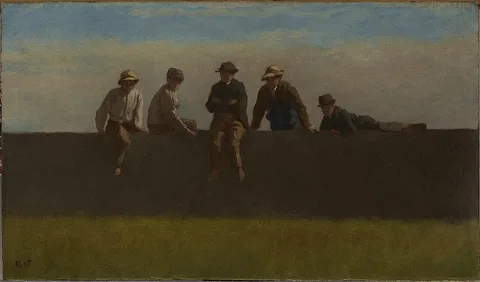 Eastman Johnson, Five Boys on a Wall