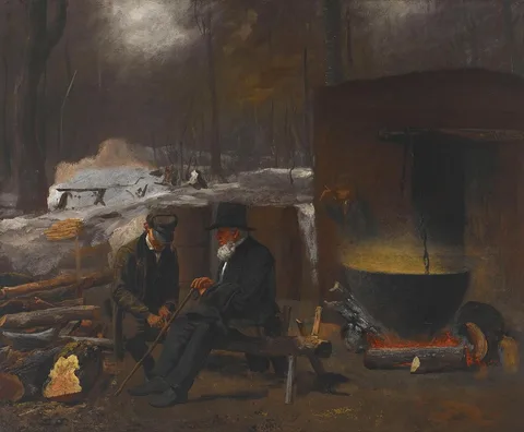 Eastman Johnson, At the Camp—Spinning Yarns and Whittling
