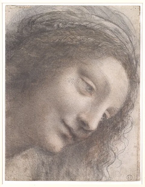 Leonardo da Vinci, The Head of the Virgin in Three-Quarter View Facing Right