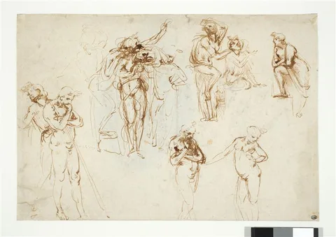 Leonardo da Vinci, Figural Studies for the Adoration of the Magi