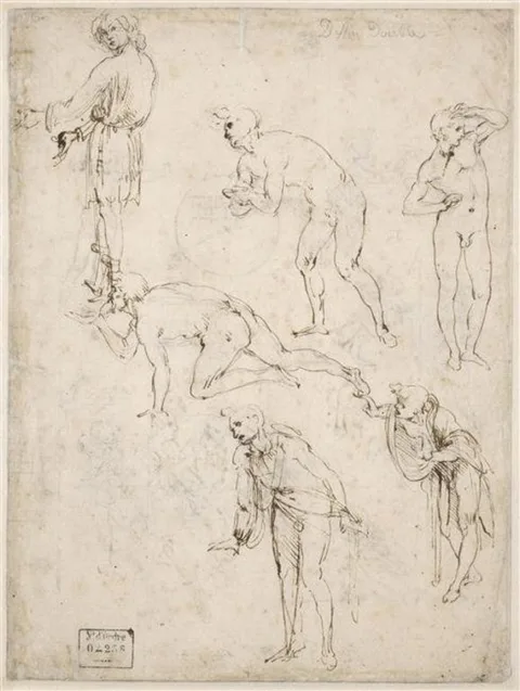 Leonardo da Vinci, Figural Studies for the Adoration of the Magi