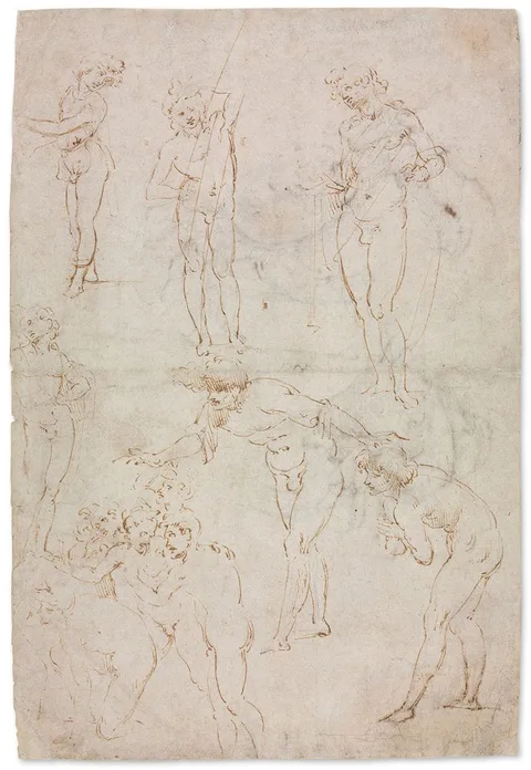 Leonardo da Vinci, Figural Studies for the Adoration of the Magi