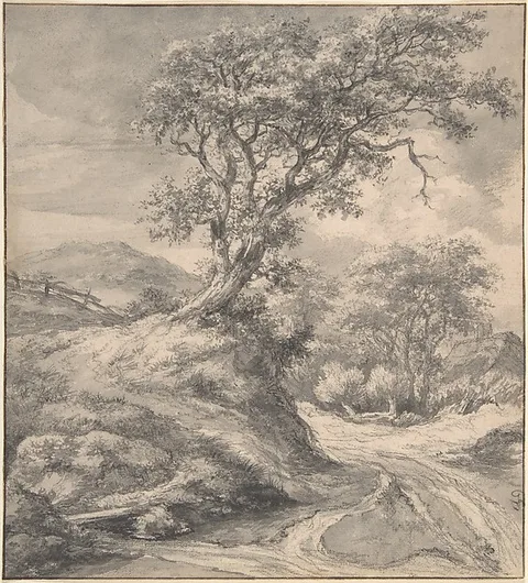 Jacob van Ruisdael, Dune Landscape with Oak Tree