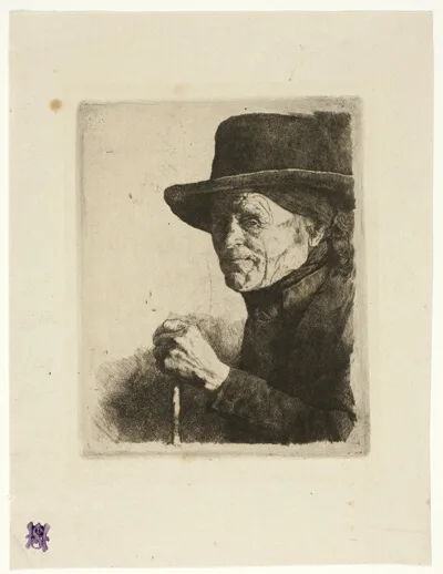 Wilhelm Leibl, Old Man with a Walking Stick