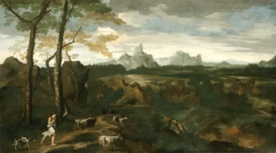 Gaspard Dughet, Landscape with a Herdsman and Goats