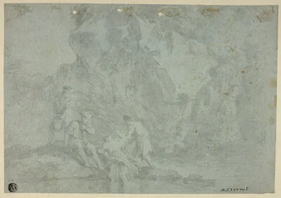 Gaspard Dughet, Rocky Landscape with Figures