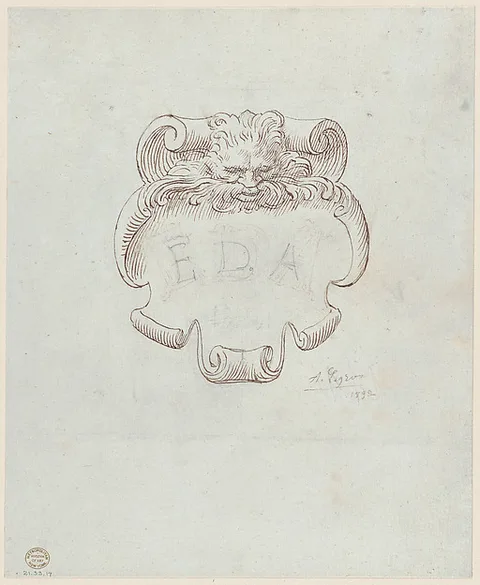 Alphonse Legros, Sketch for a Nameplate for Edward D. Adams