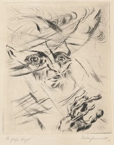 Walter Gramatté, The Great Anxiety (Self-Portrait, in Three-Quarter Profile to the Right) (Die große  Angst [Selbstportrat, Kopf im Halbprofil nach rechts])