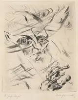 Walter Gramatté, The Great Anxiety (Self-Portrait, in Three-Quarter Profile to the Right) (Die große  Angst [Selbstportrat, Kopf im Halbprofil nach rechts])