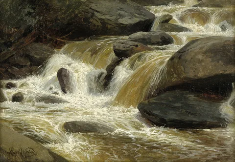 Paul Weber, Mountain Torrent with Small Waterfall